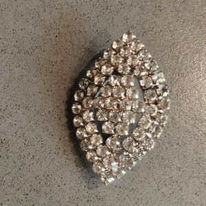 Rhinestone Silver Plated Crystal Brooch Vintage Costume Fashion Jewelry Pin